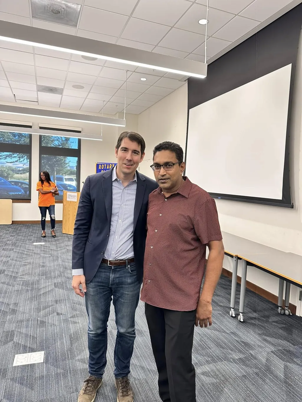 Suresh meeting with a Mountain House city official